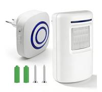 Detector de paso inalámbrico con detector de movimiento, 1 sensor de movimiento PIR y 1 receptor, alarma de paso por radio con 38 tonos de timbre, alarma para tienda, hogar, garaje, autocaravana (1-1)