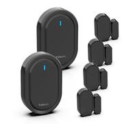 Detector de timbre inalámbrico para puertas y ventanas, 39 tonos de llamada, 2 timbres de alarma 4 pares de detectores de puerta, sistema de alarma para la seguridad del hogar, negro