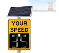 Detector Digital De Radar De TráFico Con Control Remoto,SeñAles De Velocidad Led De Aluminio, Incluye Panel Solar, Control Remoto, Para Calles Y Barrios Yellow-19.6inx27.5in