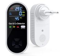 Detector Monóxido de Carbono y Gas 4 en 1 con Alarma acústica y Visual, Mide CO, Temperatura, Humedad y Gases, con función de autotest, Ideal para salón, Dormitorio, sótano, Oficina, YOJOCK