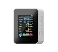 Detector portátil de calidad del aire, 6 en 1 medidor de CO2 Monitor de calidad del aire Detector de CO pantalla LCD Detector de Gas analizador de Sensor de CO2 para oficina en casa (Color : Bianco,