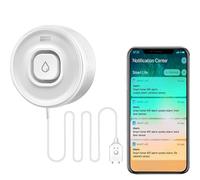 Detectores de fugas de agua WiFi para el hogar con aplicación Tuya Push y alarma de sonido de 100 dB, apto para almacén, base, cocina, sala de lavandería, compatible con Alexa y Google Assistant