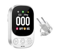 Detectores de monóxido de Carbono, Detector de CO enchufable 3 en 1 | Temperatura | Humedad, Alarma de Monitor de CO con Voz y Pantalla Digital LED, Mini Alarma de Viaje para hogar/Hotel/RV
