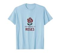 Detén y huele Las Rosas Inspiradoras Florales Camiseta, Hombre, Azul Bebé, L