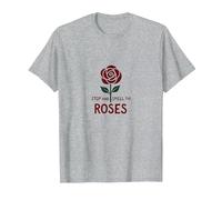 Detén y huele Las Rosas Inspiradoras Florales Camiseta, Hombre, Gris Jaspeado, XXL