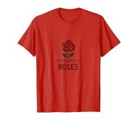 Detén y huele Las Rosas Inspiradoras Florales Camiseta, Hombre, Rojo, 3XL