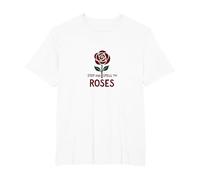 Detén y huele Las Rosas Inspiradoras Florales Camiseta, Hombre Tallas Grandes, Blanco, 5X Alto