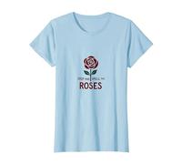 Detén y huele Las Rosas Inspiradoras Florales Camiseta, Mujer, Azul Bebé, XS