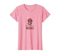 Detén y huele Las Rosas Inspiradoras Florales Camiseta, Mujer, Rosado, L