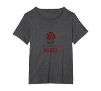 Detén y huele Las Rosas Inspiradoras Florales Camiseta, Mujer Tallas Grandes, Jaspeado Oscuro, 4XL Grande