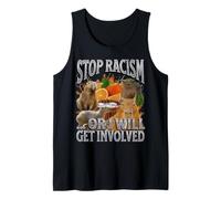 Detener el Racismo o me involucro Divertido Capybara Meme Bootleg Camiseta sin Mangas
