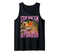 Detener el racismo o me involucro divertido Capybara Meme Bootleg Camiseta sin Mangas