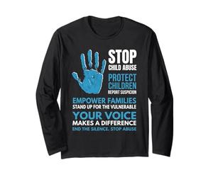 Detenga el abuso Infantil Proteja la Conciencia de los niños con Azul Manga Larga