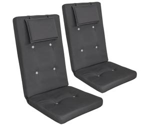 Detex 2X Cojines para Sillas de Jardín con Respaldo Alto Antracita 118x45x7cm Almohada Apoyacabeza Extraíble