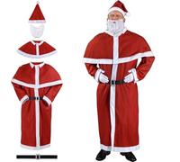 Detex® Disfraz Papá Noel Adulto Conjunto 5 Piezas Traje Navidad Santa Claus Cosplay Completo Fiestas Celebraciones Navideñas Talla Única Unisex M - XXL