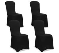 Detex® Fundas Sillas Elásticas Pack 4 Set Cubre Sillas Respaldo Alto Lavables Eventos Hogar Negro
