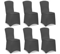 Detex® Fundas Sillas Elásticas Pack 6 Set Cubre Sillas Respaldo Alto Lavables Eventos Hogar Antracita