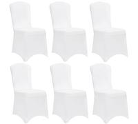 Detex® Fundas Sillas Elásticas Pack 6 Set Cubre Sillas Respaldo Alto Lavables Eventos Hogar Blanco