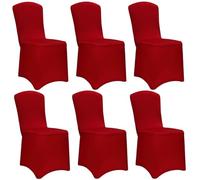 Detex® Fundas Sillas Elásticas Pack 6 Set Cubre Sillas Respaldo Alto Lavables Eventos Hogar Rojo Burdeos