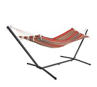 Detex Hamaca de Jardín Rojo Rayas 200x80cm Hamaca Colgante de Tela Exterior Soporte Incluido Camping