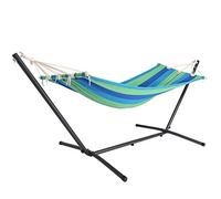 Detex Hamaca de Jardín Verde Rayas 200x80cm Hamaca Colgante de Tela Exterior Soporte Incluido Camping