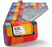 Detex Manta de Picnic Multicolor 2x2m Alfombra Plegable de Playa Lona Impermeable con aislate térmico