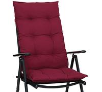 Detex® Set de 6 Cojines para Sillas de Jardín con Respaldo Alto Rojo 122x48cm Almohadillas de Asiento