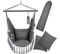 DETEX Silla Colgante Hamaca Columpio 2 Cojines hasta 150Kg Antracita