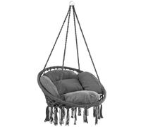 DETEX® Silla Colgante Interior Exterior Cojines Gruesos Capacidad Carga hasta 150kg Estilo Boho Resistente Intemperie Hamaca Mecedora Antracita