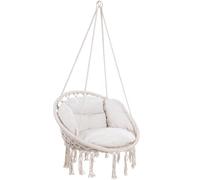 DETEX® Silla Colgante Interior Exterior Cojines Gruesos Capacidad Carga hasta 150kg Estilo Boho Resistente Intemperie Hamaca Mecedora Beige
