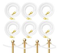 DETMOL Cuerda de Terciopelo Blanco Ganchos Dorados, 1,8 m, Cuerda para barreras de Filas, Duradera, Control de multitudes, separación, Elegante Cuerda de Terciopelo para Colgar