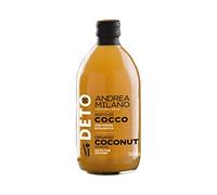 Deto Andrea Milano, Vinagre de coco ecológico con madre, elaborado a partir de la savia fermentada del coco, sin filtrar y sin pasteurizar, aroma suave y sabor dulce, fabricado en Italia, 500 ml