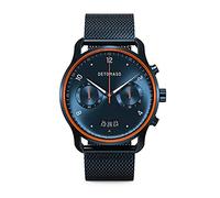 DeTomaso Sorpasso Velocita Blue Orange - Reloj de pulsera analógico para hombre, cuarzo, malla milanesa, color azul cepillado, azul, Pulsera