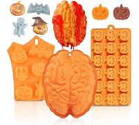Detontek 2 Halloween Silicone Cake Molds - pastel de Halloween, cara de Calabaza, Calavera Fantasma, Molde para Hornear de Silicona que se usa para Hacer Pasteles, Muffins, Cubitos de Hielo y Pudines