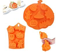 Detontek 2PCS Halloween Moldes de Silicona,Halloween Calabaza Molde, Molde de Silicona para Tartas de Halloween para Chocolates, Pasteles, Pudines, Magdalenas, Cubitos de Hielo y Gelatina