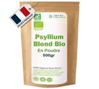 Detox Organica Psyllium en Polvo BIO 500 g | Cáscara de Psyllium Rubio 99%