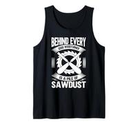 Detrás de Cada Buen Carpintero Hay una Pila de aserrín Woodturner Camiseta sin Mangas