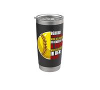 Detrás de cada jugador está papá que creyó en su softbol Vaso térmico de acero inoxidable de doble pared