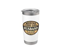 Detrás de cada marido genial hay una broma divertida de esposa aún más fresca Vaso térmico de acero inoxidable de doble pared