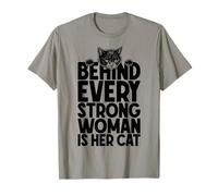 Detrás de Cada Mujer Fuerte está su Amante de los Gatos Dueño Cita Divertida Camiseta