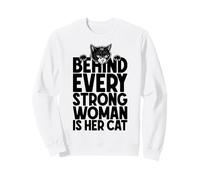 Detrás de Cada Mujer Fuerte está su Amante de los Gatos Dueño Cita Divertida Sudadera