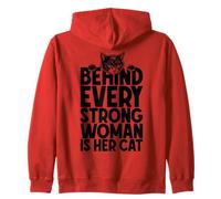 Detrás de Cada Mujer Fuerte está su Amante de los Gatos Dueño Cita Divertida Sudadera con Capucha