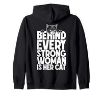 Detrás de Cada Mujer Fuerte está su Amante de los Gatos Dueño Cita Divertida Sudadera con Capucha