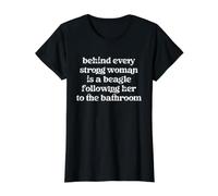 Detrás de Cada Mujer Fuerte Hay un baño de Perros Beagle Camiseta gráfica económica, Mujer, Negro, S