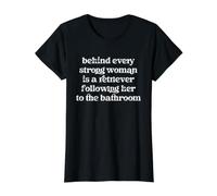 Detrás de Cada Mujer Fuerte Hay un baño de Perros Retriever Camiseta gráfica económica, Mujer, Negro, XS