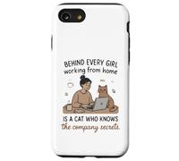 Detrás de Cada niña WFH Hay un Gato sabiendo Secretos Carcasa para iPhone SE (2020) / 7/8