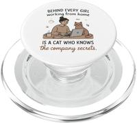 Detrás de Cada niña WFH Hay un Gato sabiendo Secretos PopSockets PopGrip para MagSafe