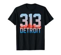 Detroit 313 Código de área Skyline Motor City Vintage Souvenir Camiseta