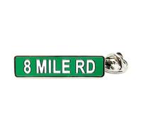 Detroit 8 Mile Road Street Sign - Broche esmaltado para ropa, mochilas, chaquetas de mezclilla y telas, tamaño de 1.25 pulgadas, 3,17 cm, Metal, Sin gemas.