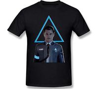 Detroit-Become-Human Casual Mens Detroit Become Human Hombre Jersey de Cuello Redondo Camiseta de Manga Corta Unisex Pure Cotton Tee Negro, Negro , XL